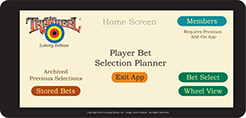 Primay player bet selection screen with menu navigation